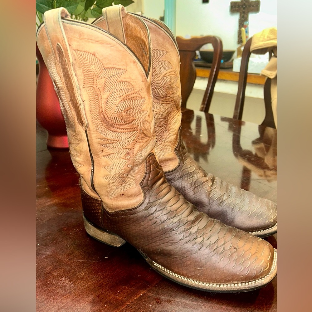 Dan Post Python Two-Tone Brown Western Boots 10.5… - image 3